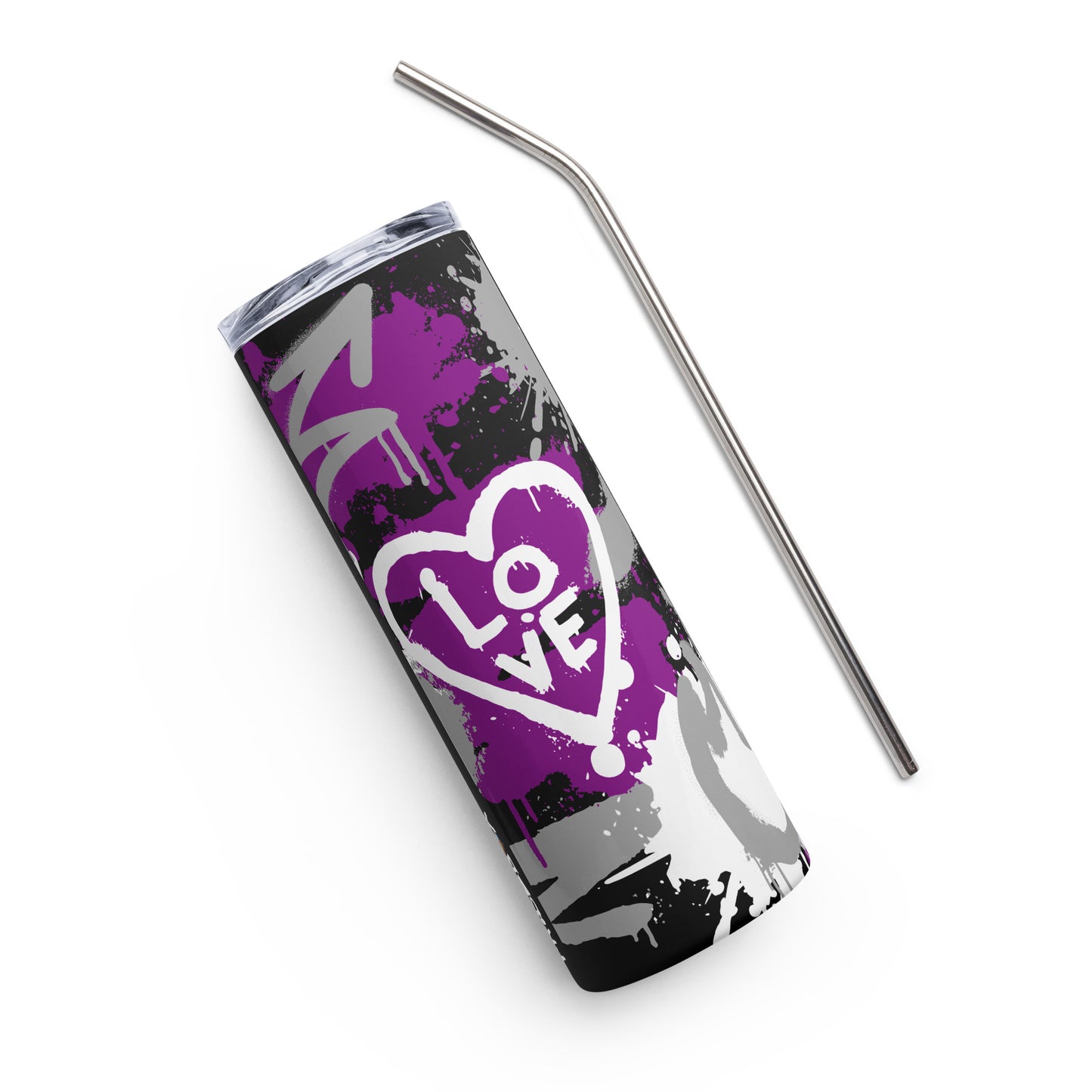 Aces Asexual Pride Graffiti Stainless Steel Tumbler