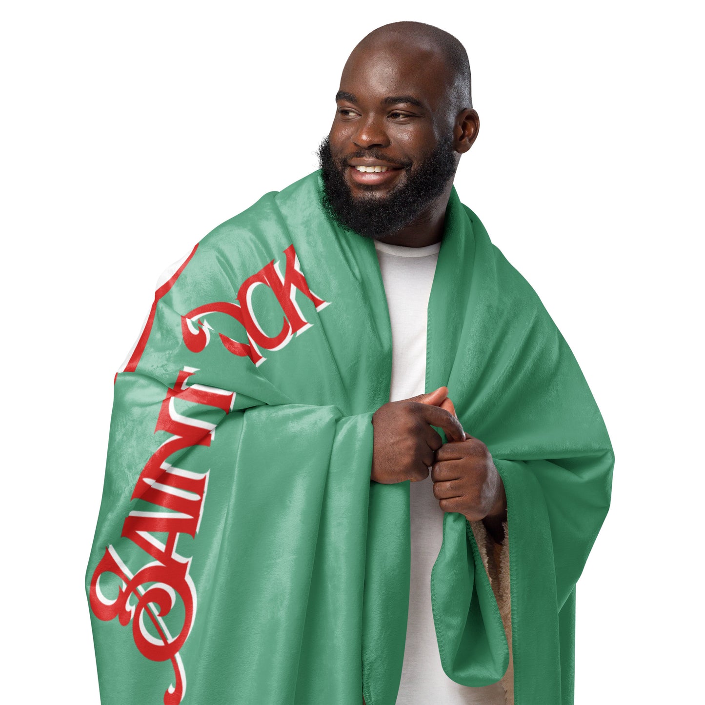 Jolly Old Saint Dick in Green Sherpa Blanket