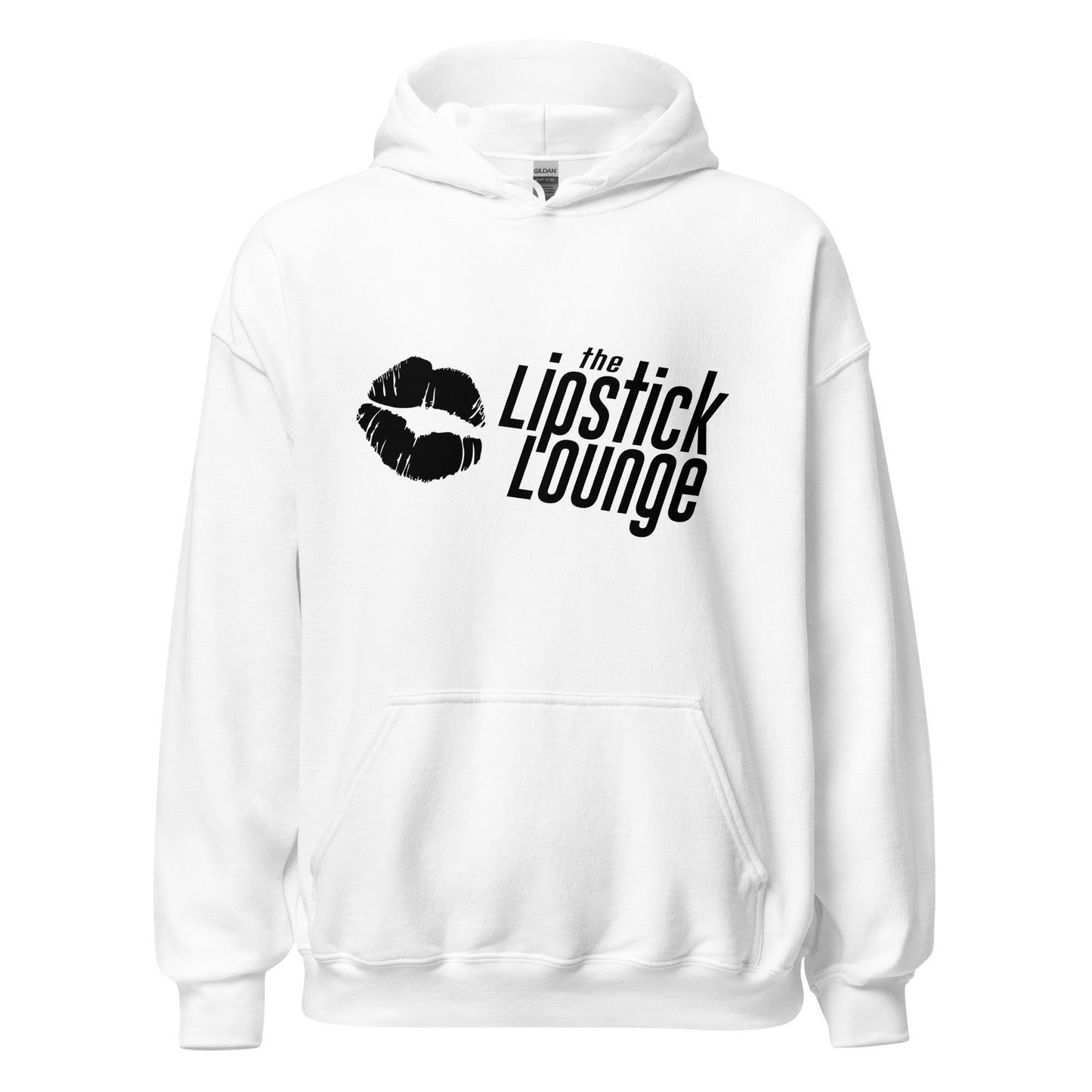 Lipstick Lounge White/Black Logo Unisex Hoodie