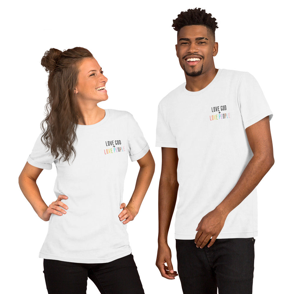 Love God + Love People Unisex T-shirt - White