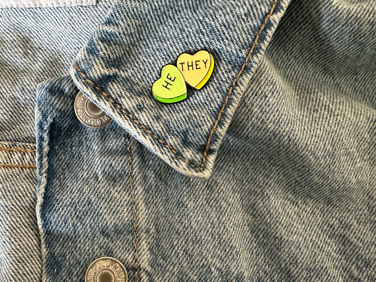 Heart Pronoun Pins