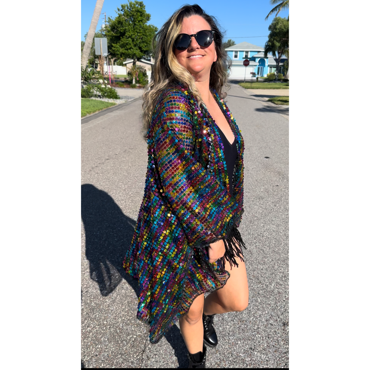 Rainbow Sequin Kimono