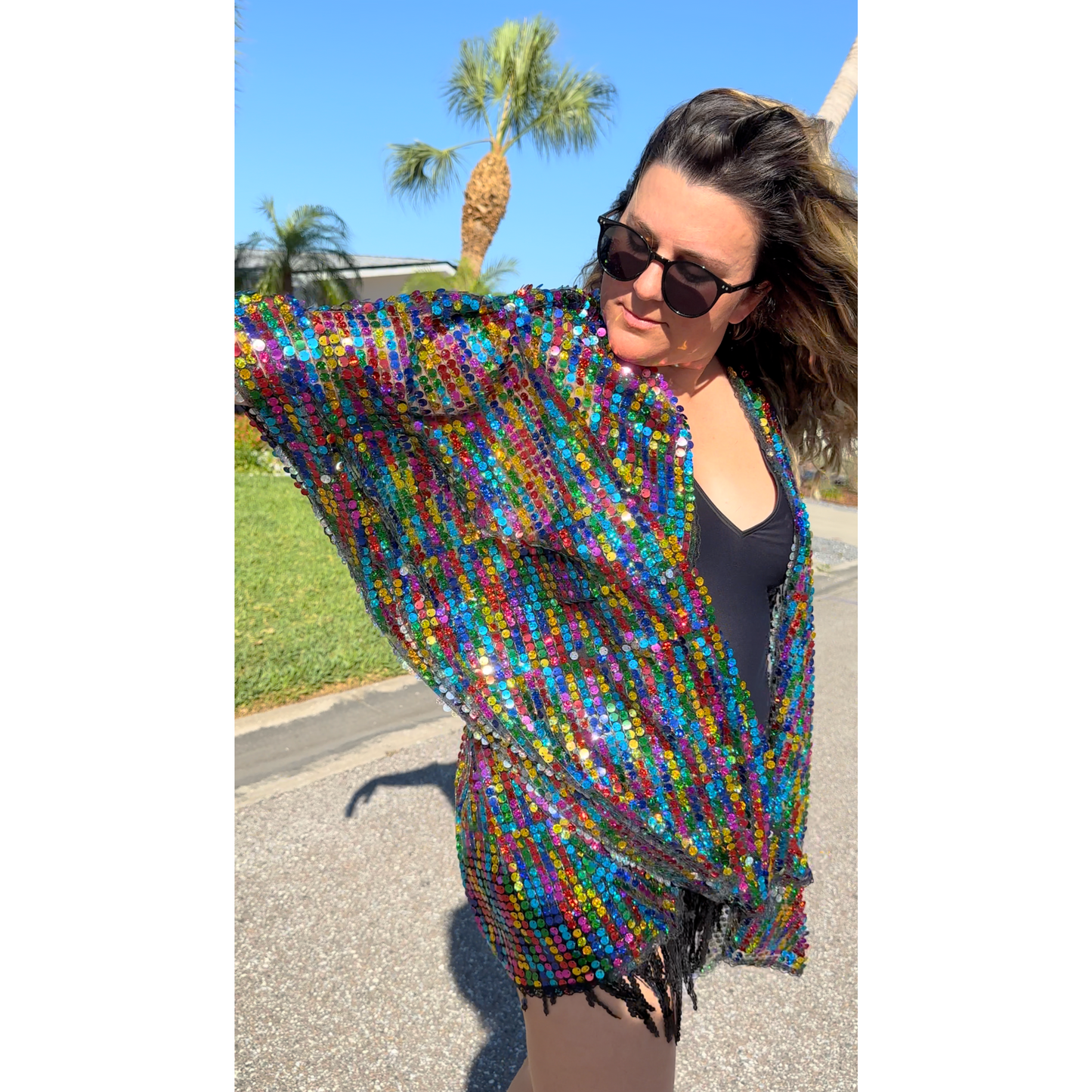 Rainbow Sequin Kimono