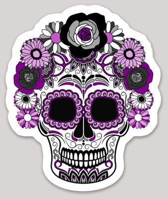Asexual Day of the Dead Skull Sticker