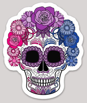 Bisexual Day of the Dead Skull Sticker