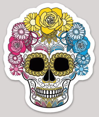 Pansexual Day of the Dead Skull Sticker