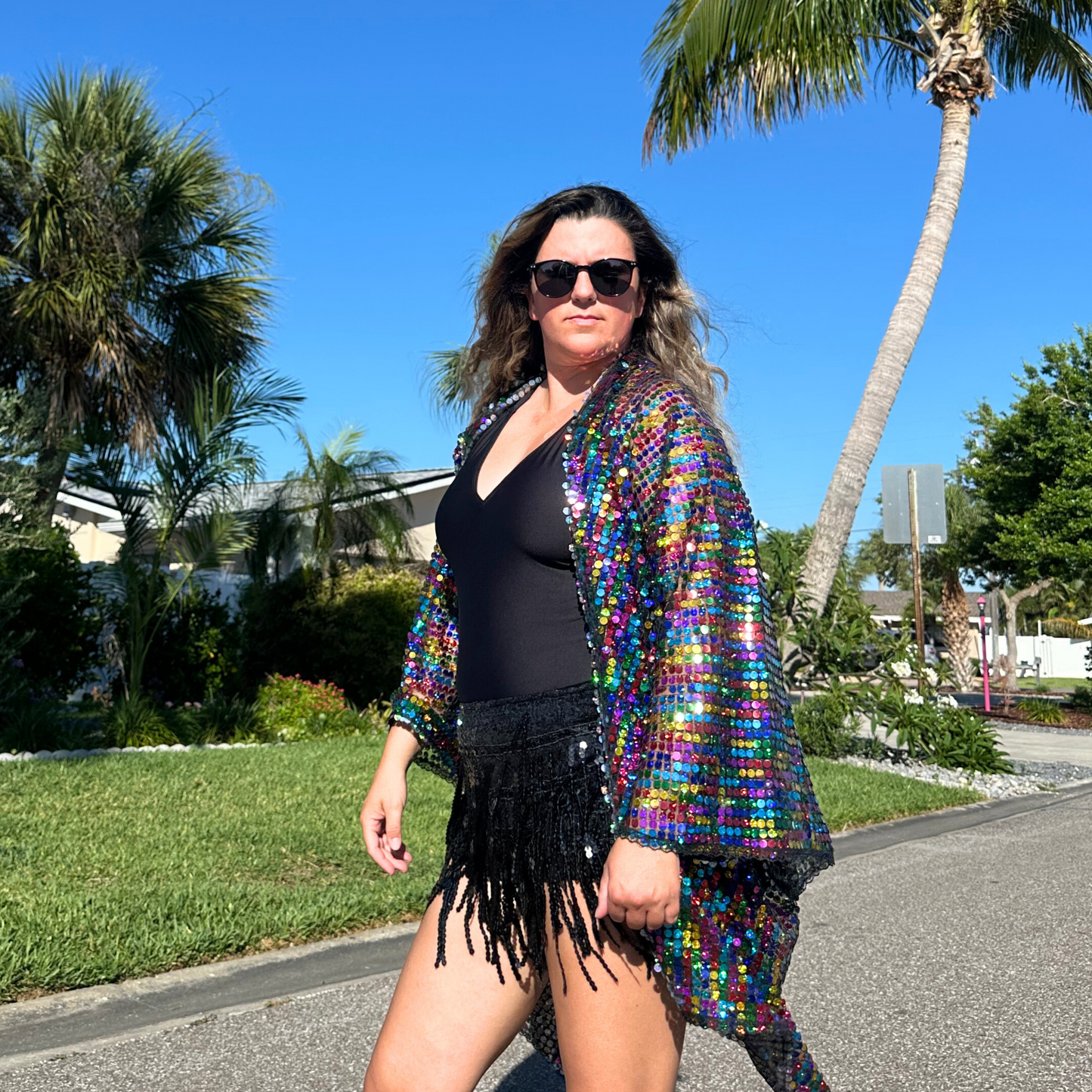 Rainbow Sequin Kimono