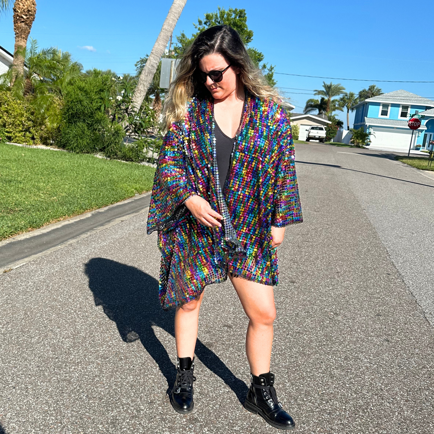 Rainbow Sequin Kimono