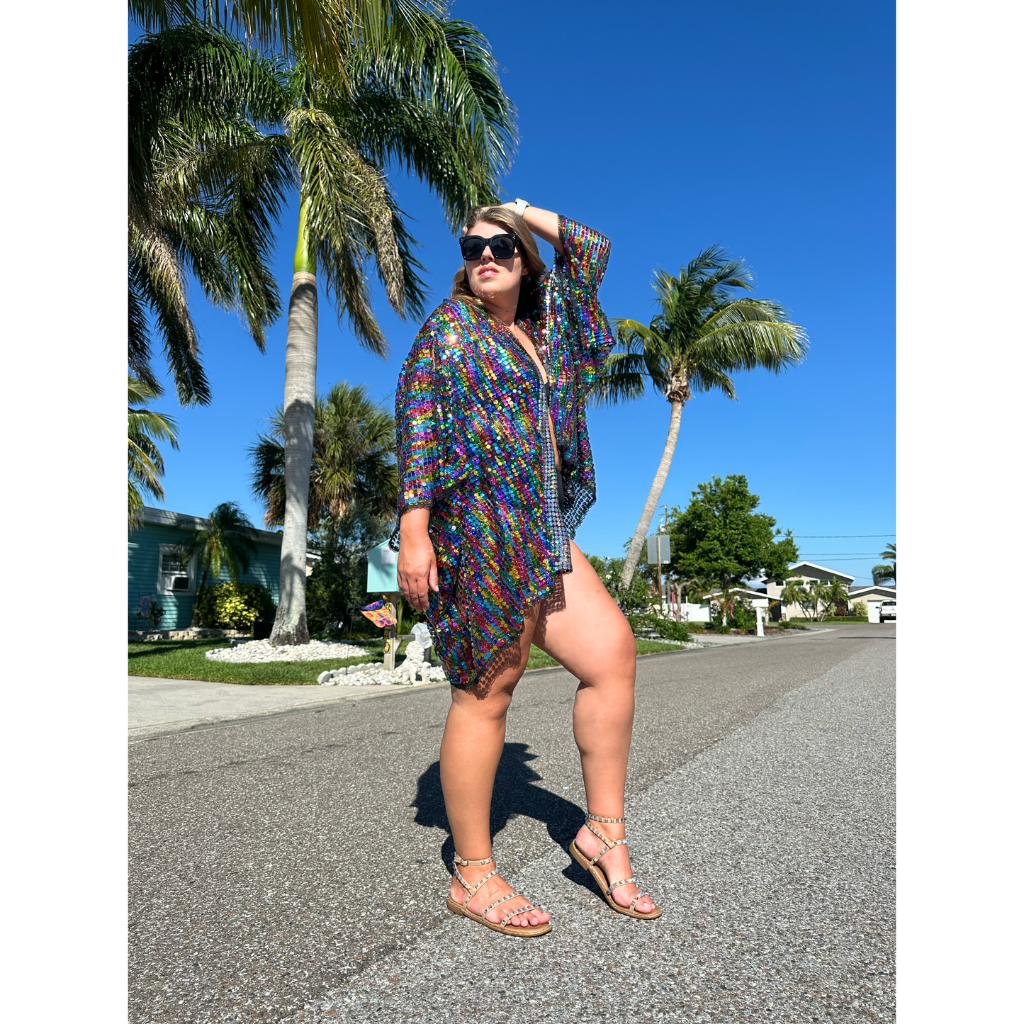 Rainbow Sequin Kimono