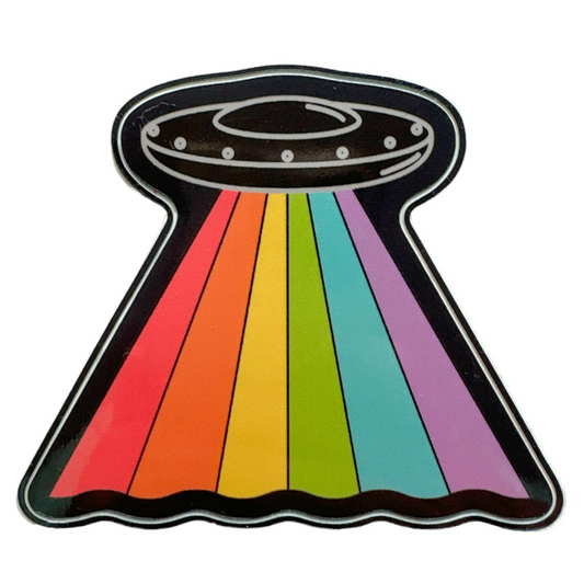 Spaceship Rainbow Sticker