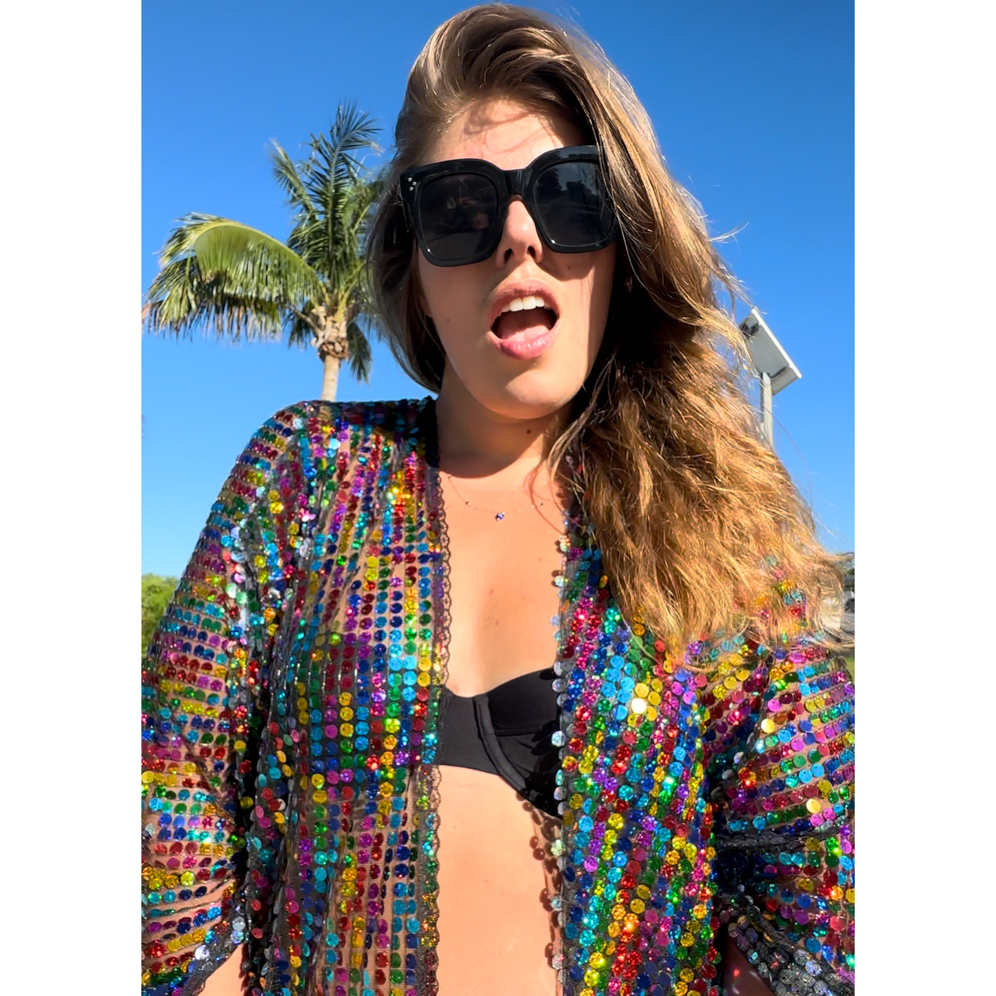 Rainbow Sequin Kimono