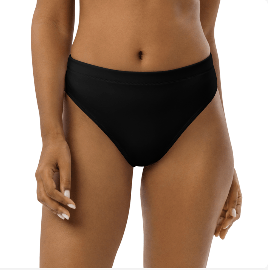 Asexual Solid High-Waisted Athletic Bikini Bottom