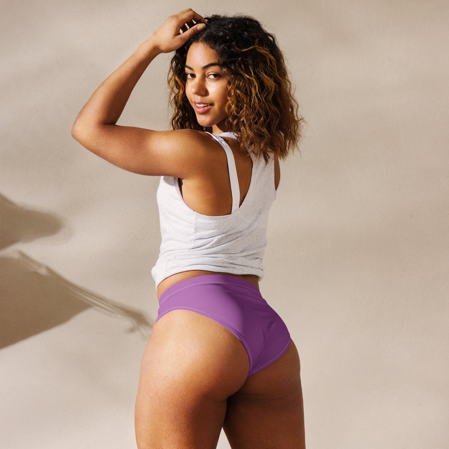 Bisexual Solid High-Waisted Athletic Bikini Bottom