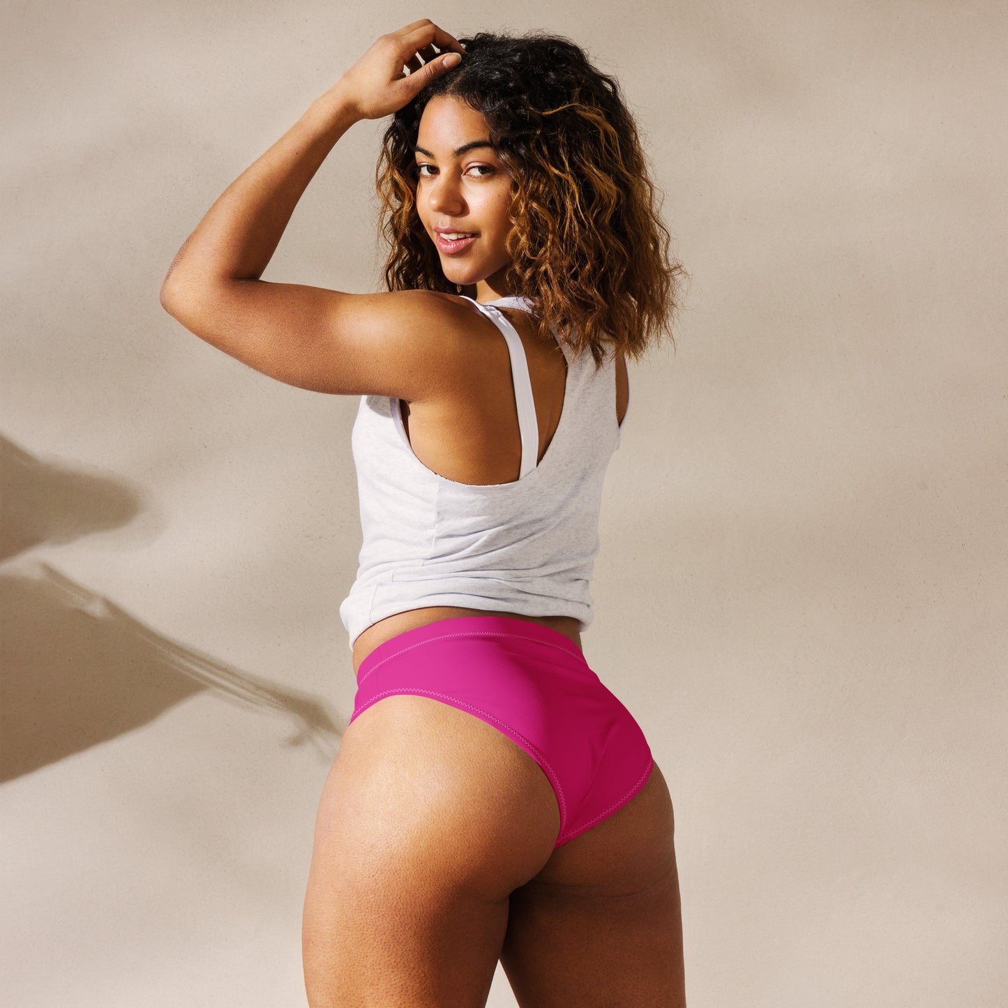 Bisexual Solid High-Waisted Athletic Bikini Bottom