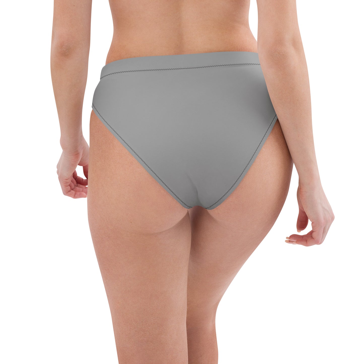 Asexual Solid High-Waisted Athletic Bikini Bottom