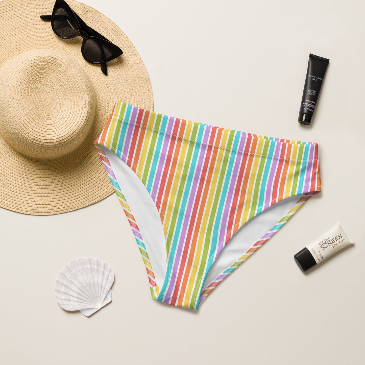 Rainbow Striped Athletic Bikini Bottom