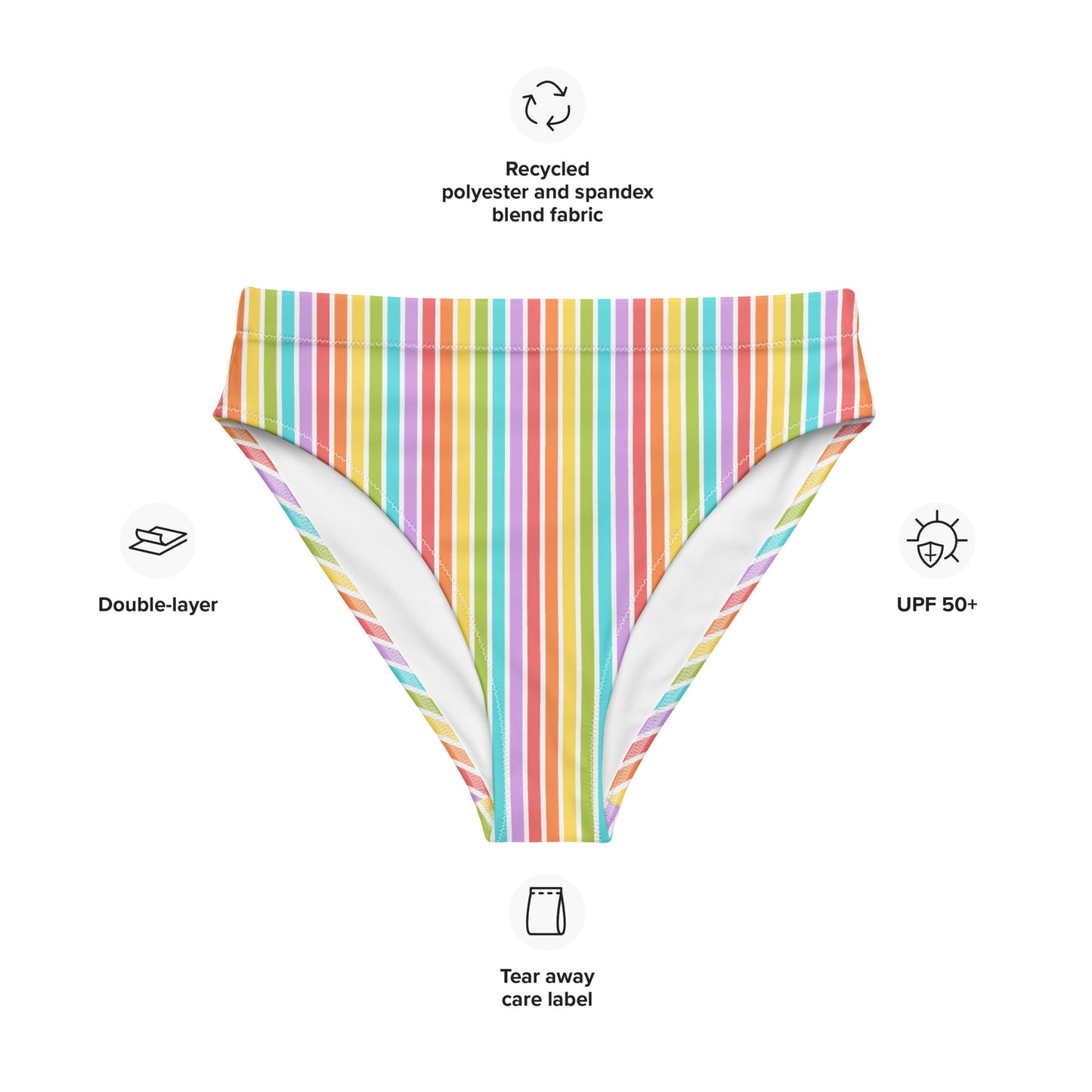 Rainbow Striped Athletic Bikini Bottom