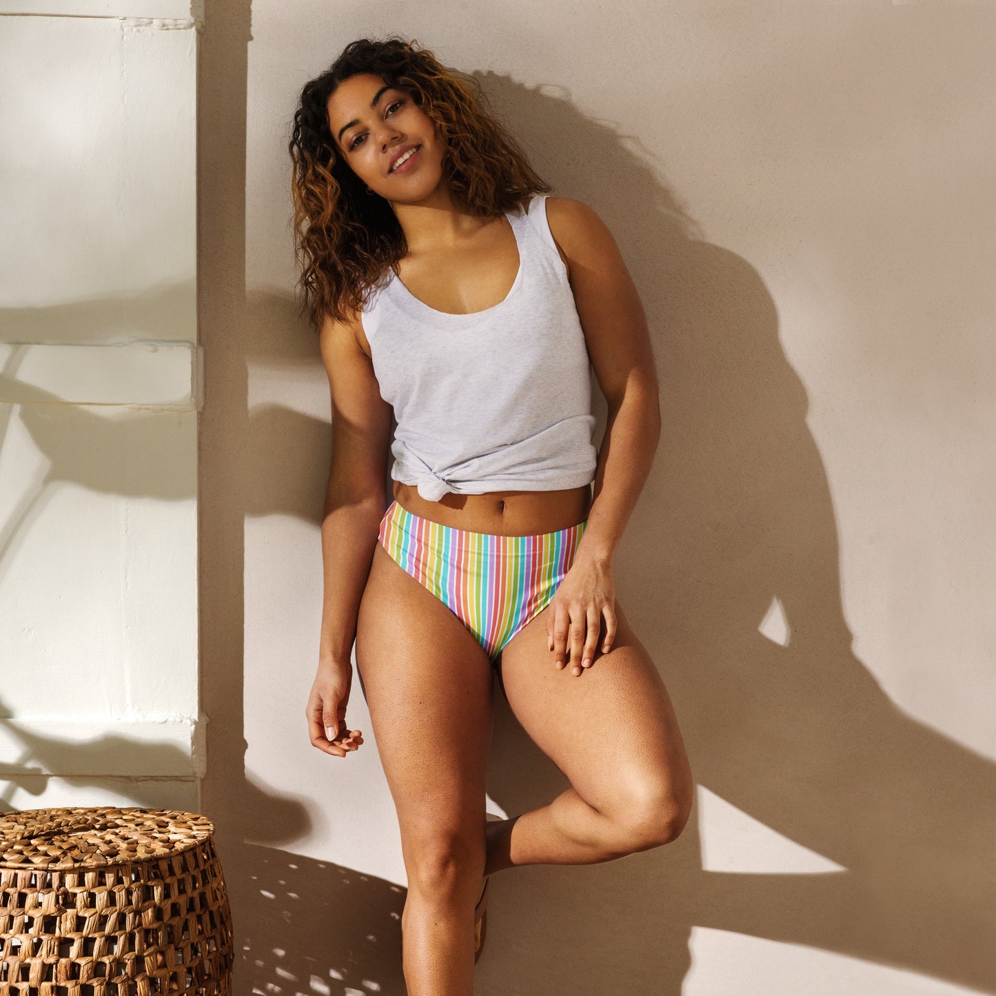 Rainbow Striped Athletic Bikini Bottom