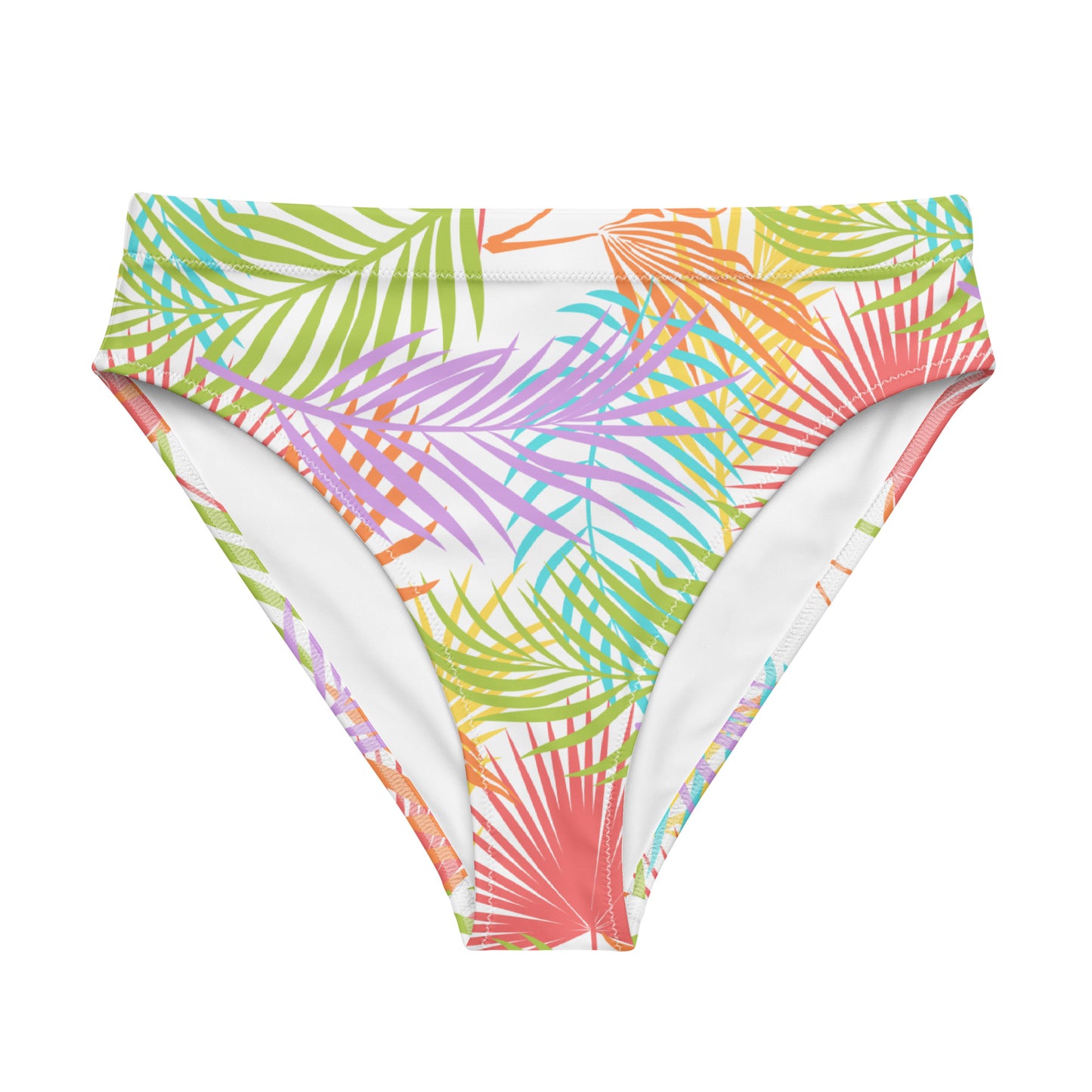 Rainbow Palm High-Waisted Athletic Bikini Bottom