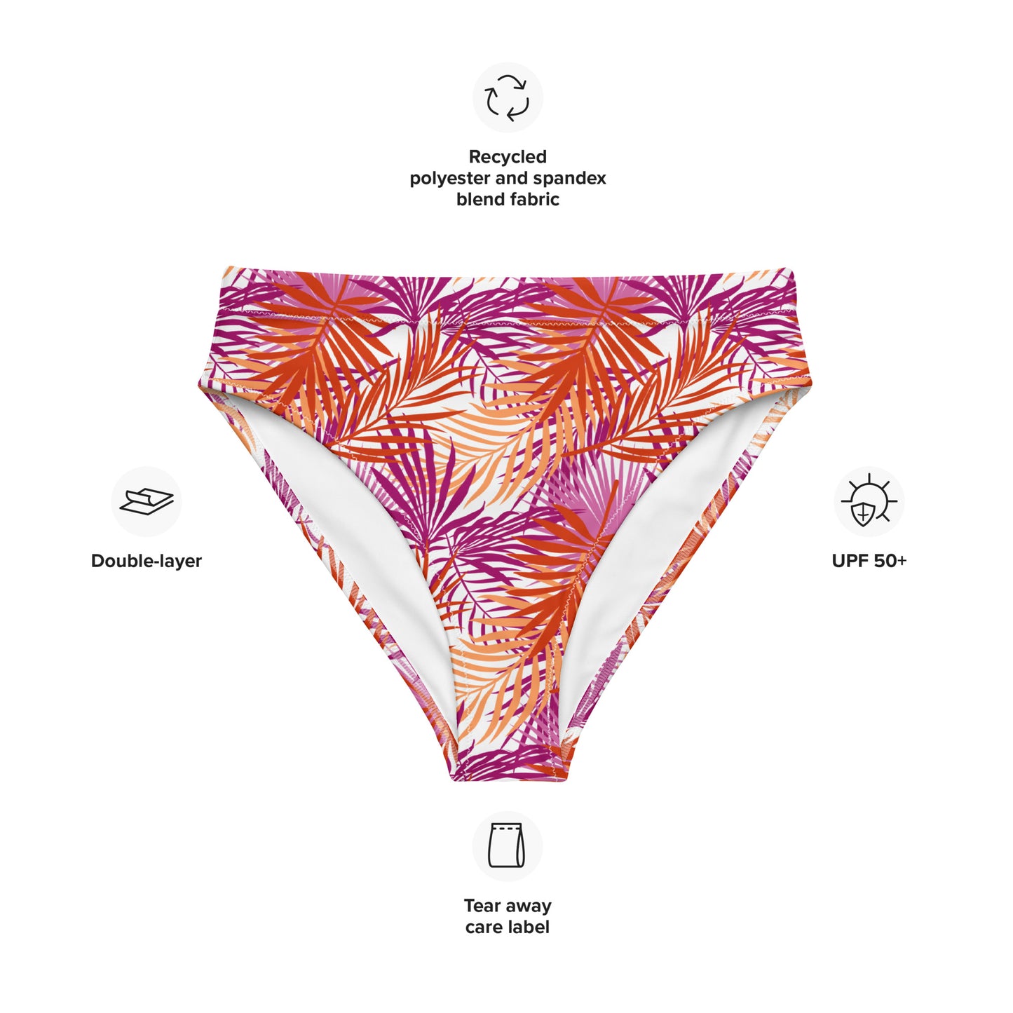 Lesbian Palm High-Waisted Athletic Bikini Bottom