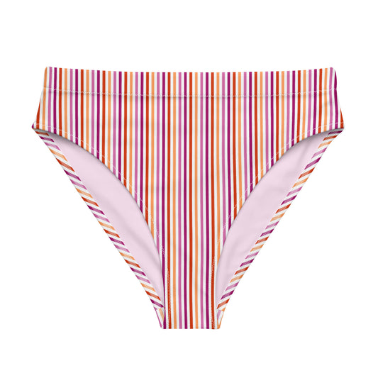 Lesbian Striped High-Waisted Athletic Bikini Bottom