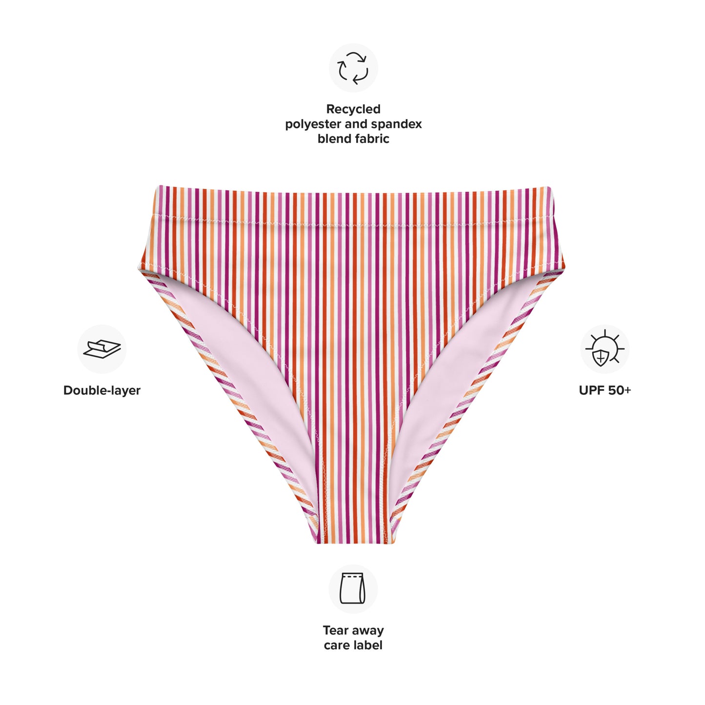 Lesbian Striped High-Waisted Athletic Bikini Bottom