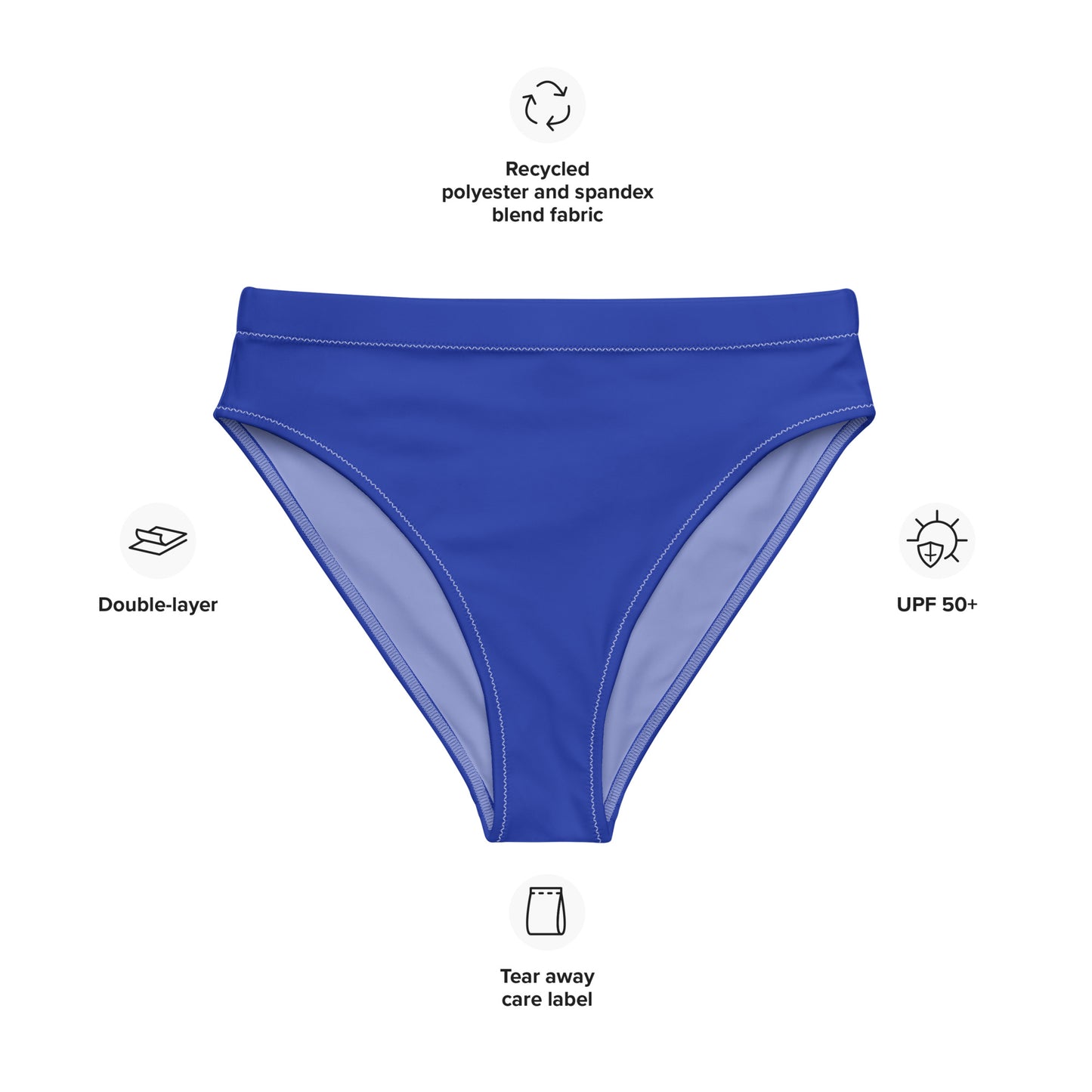 Bisexual Solid High-Waisted Athletic Bikini Bottom