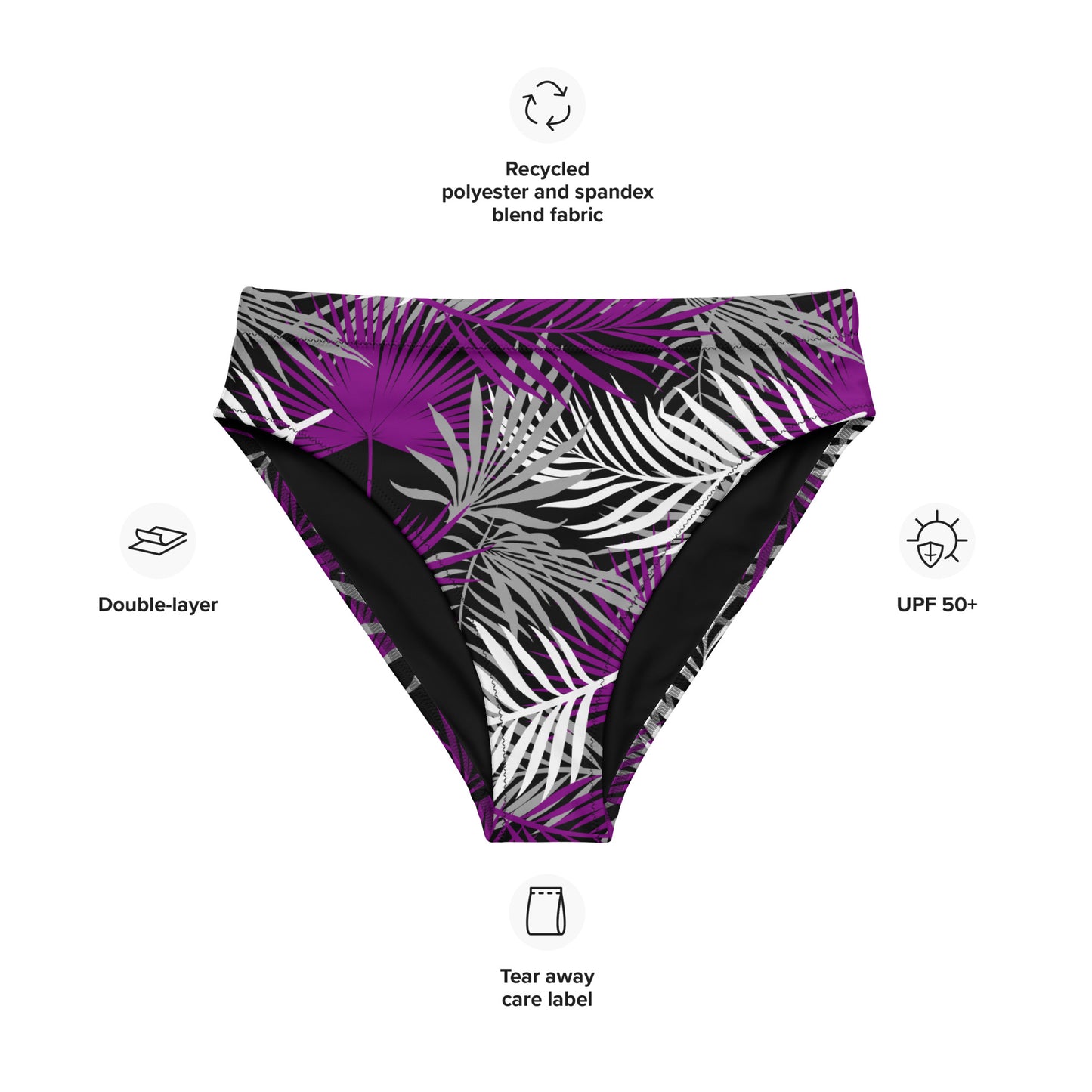 Asexual Palm High-Waisted Athletic Bikini Bottom