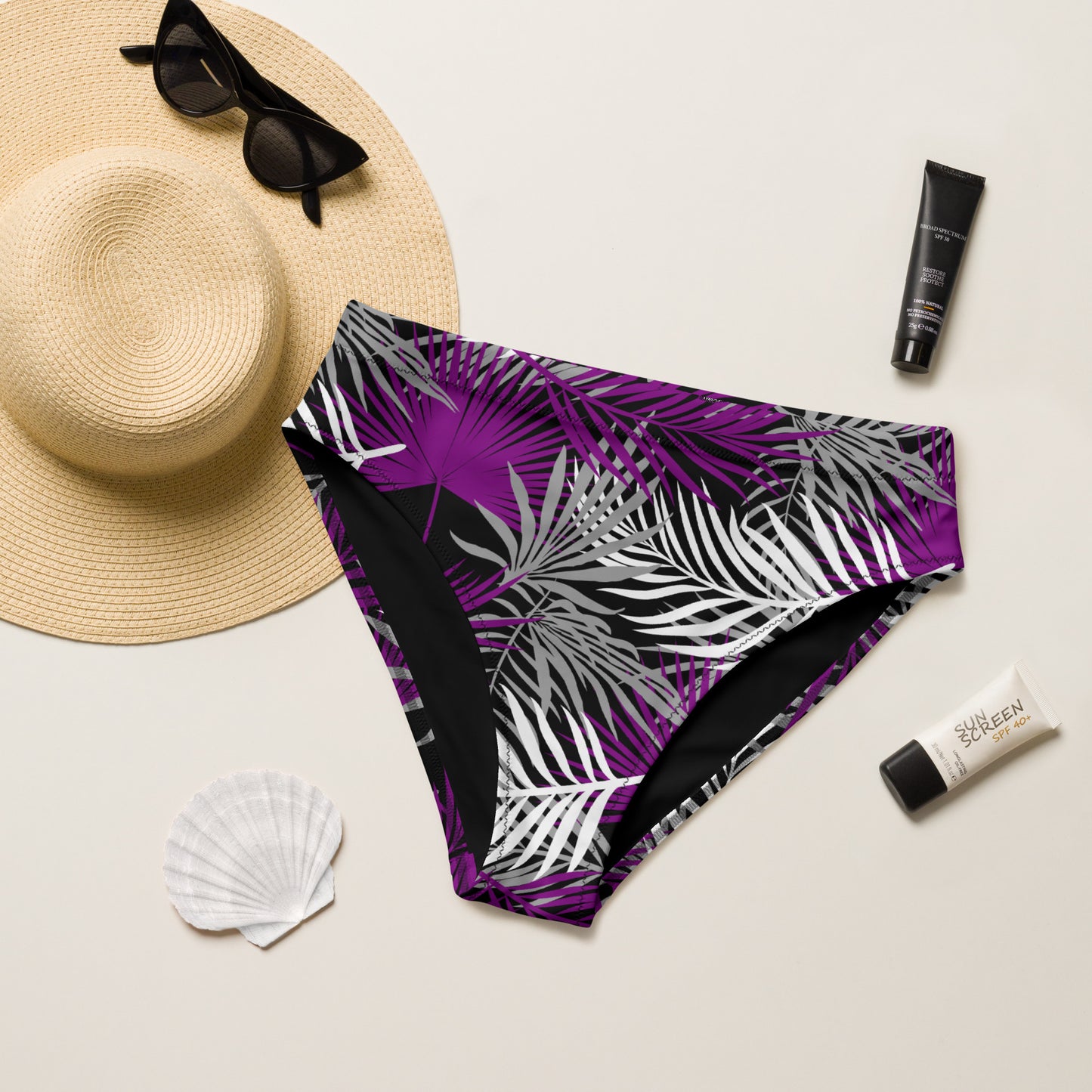 Asexual Palm High-Waisted Athletic Bikini Bottom