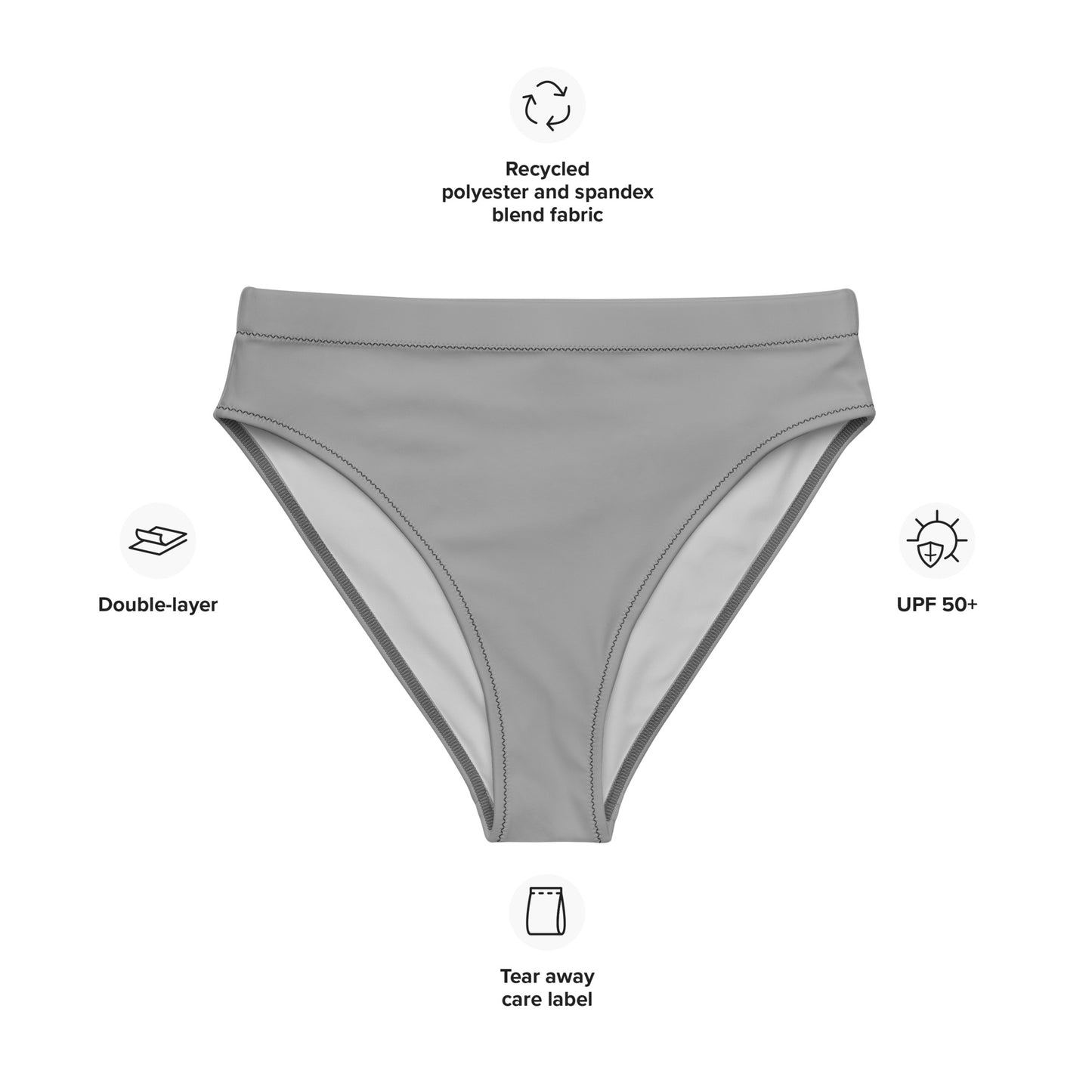 Asexual Solid High-Waisted Athletic Bikini Bottom