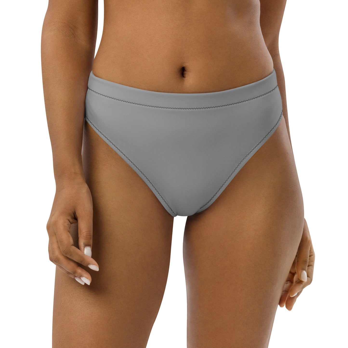 Asexual Solid High-Waisted Athletic Bikini Bottom