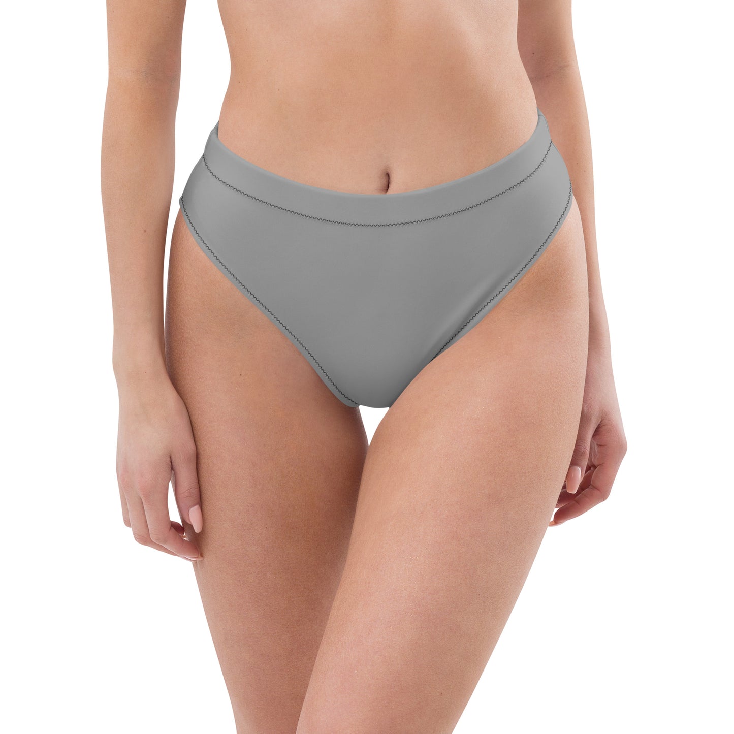 Asexual Solid High-Waisted Athletic Bikini Bottom