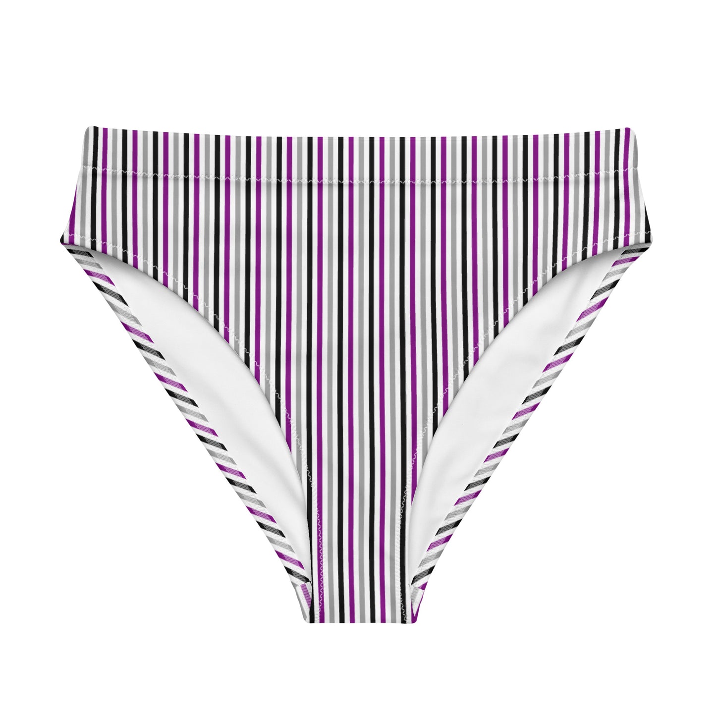 Asexual Striped High-Waisted Athletic Bikini Bottom