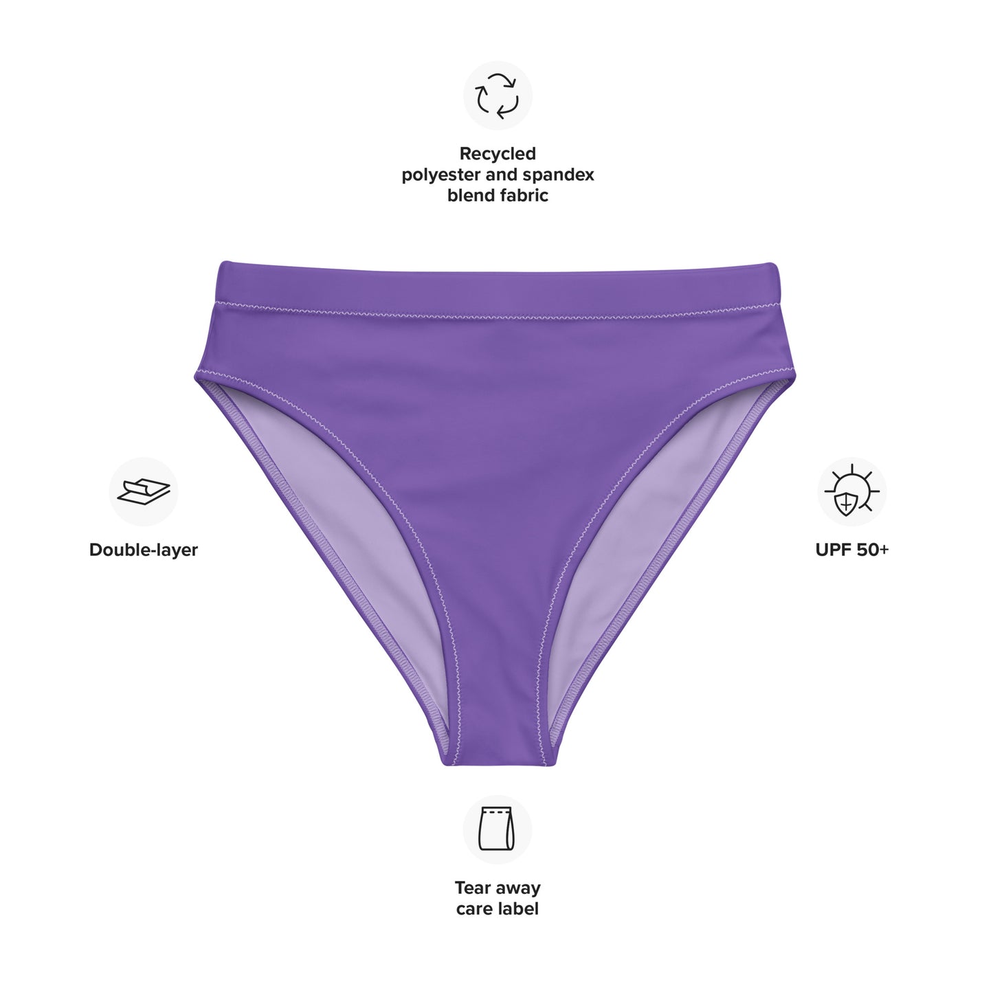 Non-Binary Solid High-Waisted Athletic Bikini Bottom