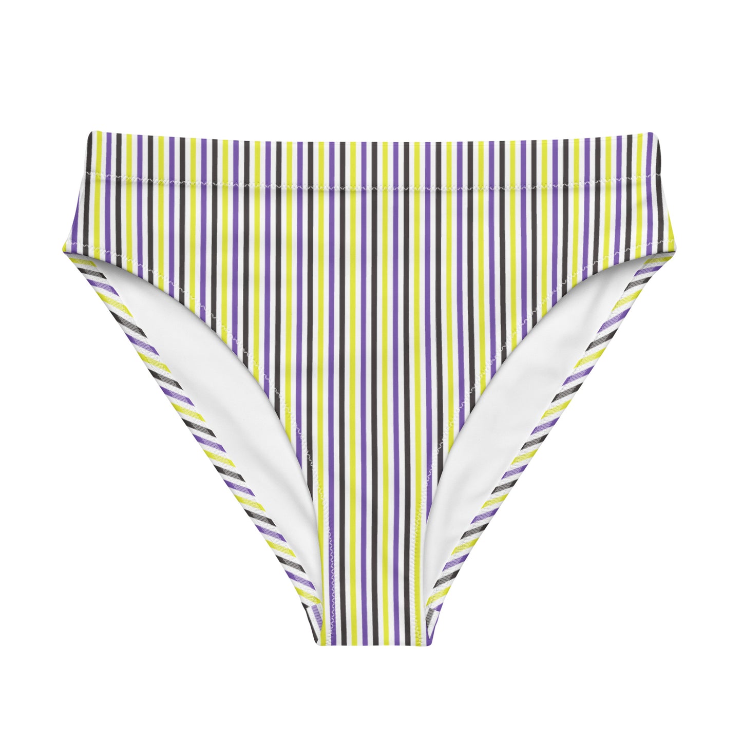 Non-Binary Striped High-Waisted Athletic Bikini Bottom