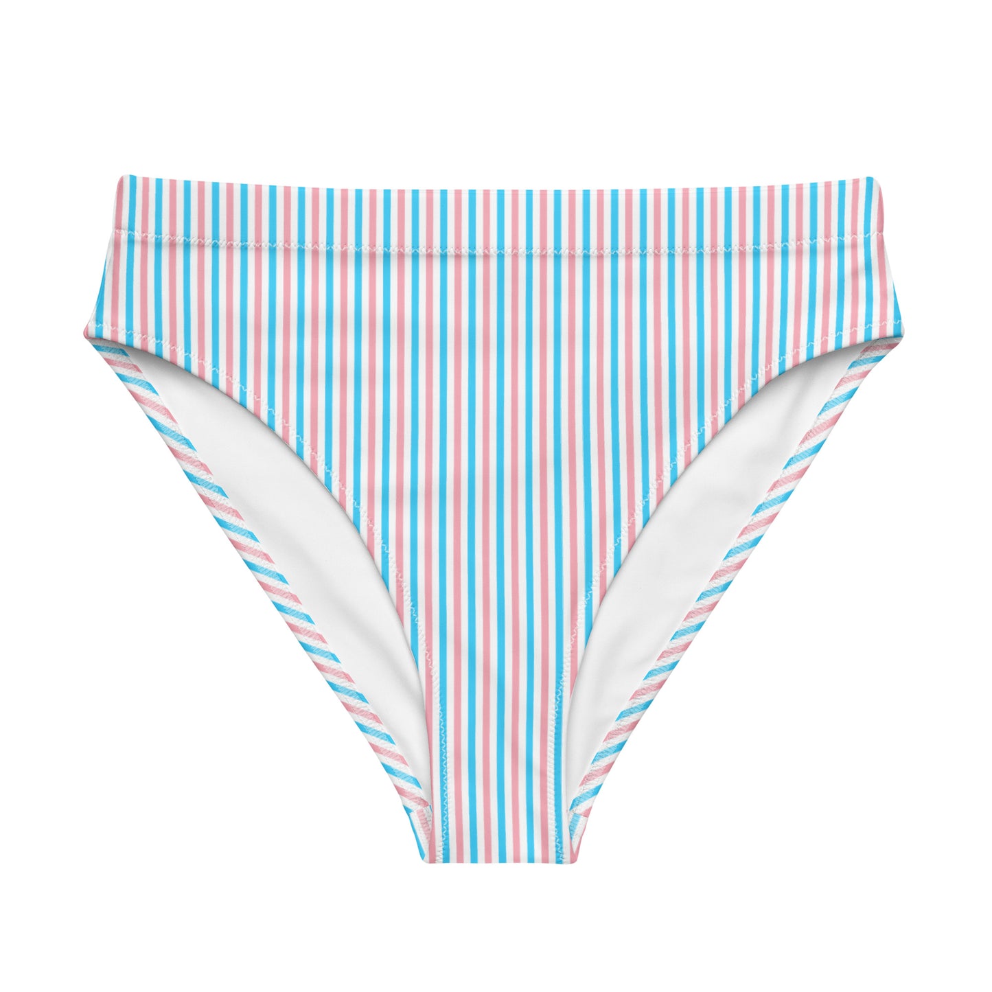 Transgender Striped High-Waisted Athletic Bikini Bottom