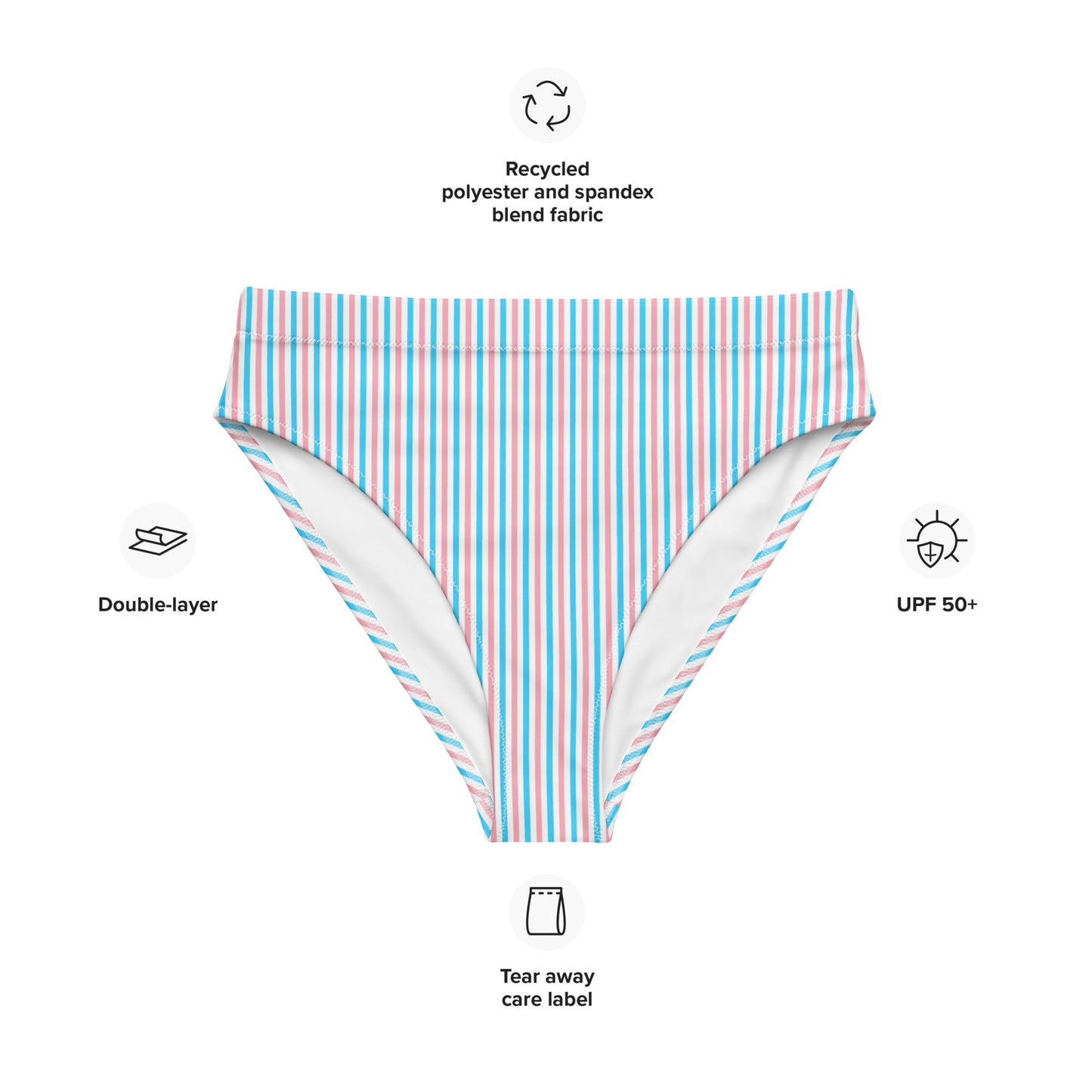 Transgender Striped High-Waisted Athletic Bikini Bottom