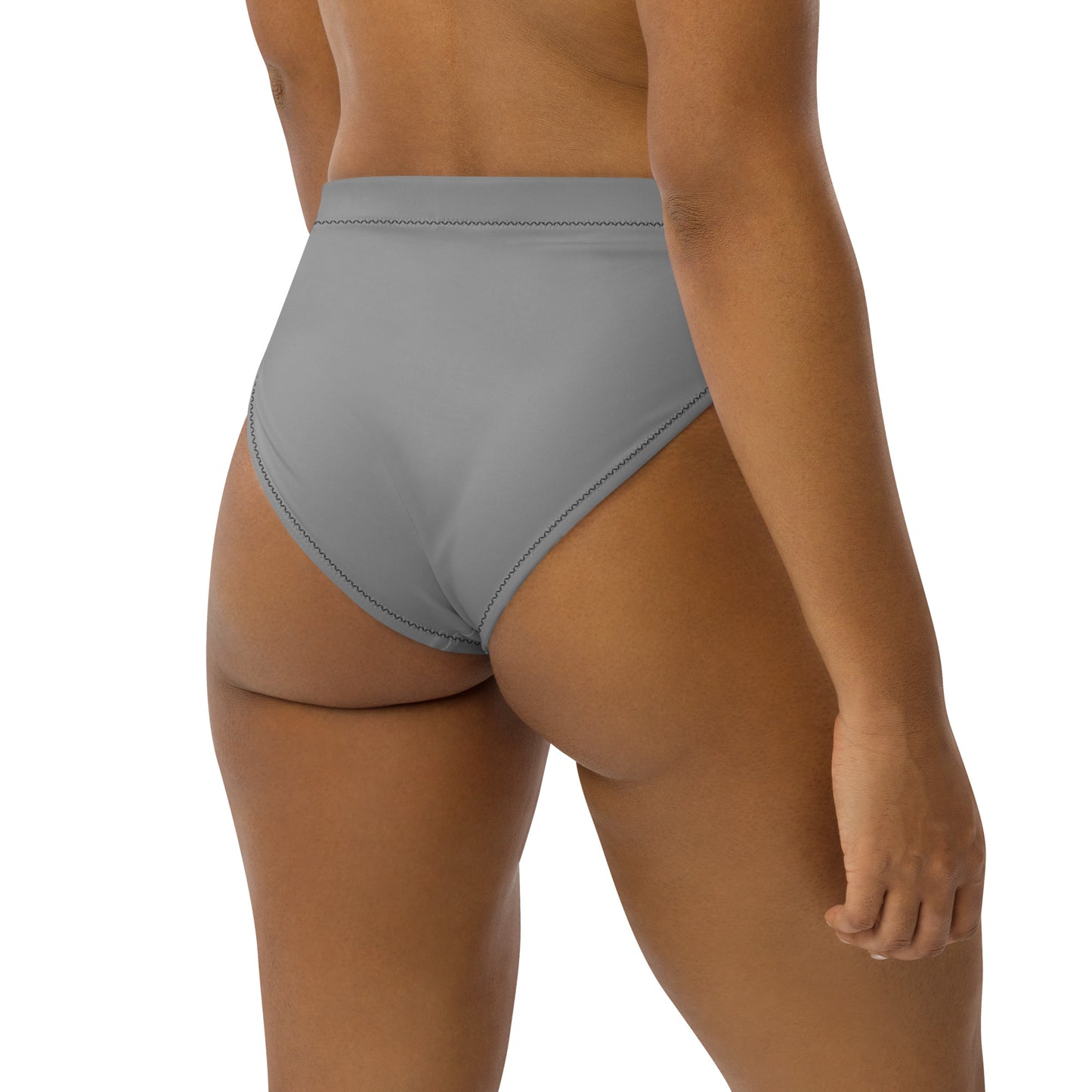 Asexual Solid High-Waisted Athletic Bikini Bottom