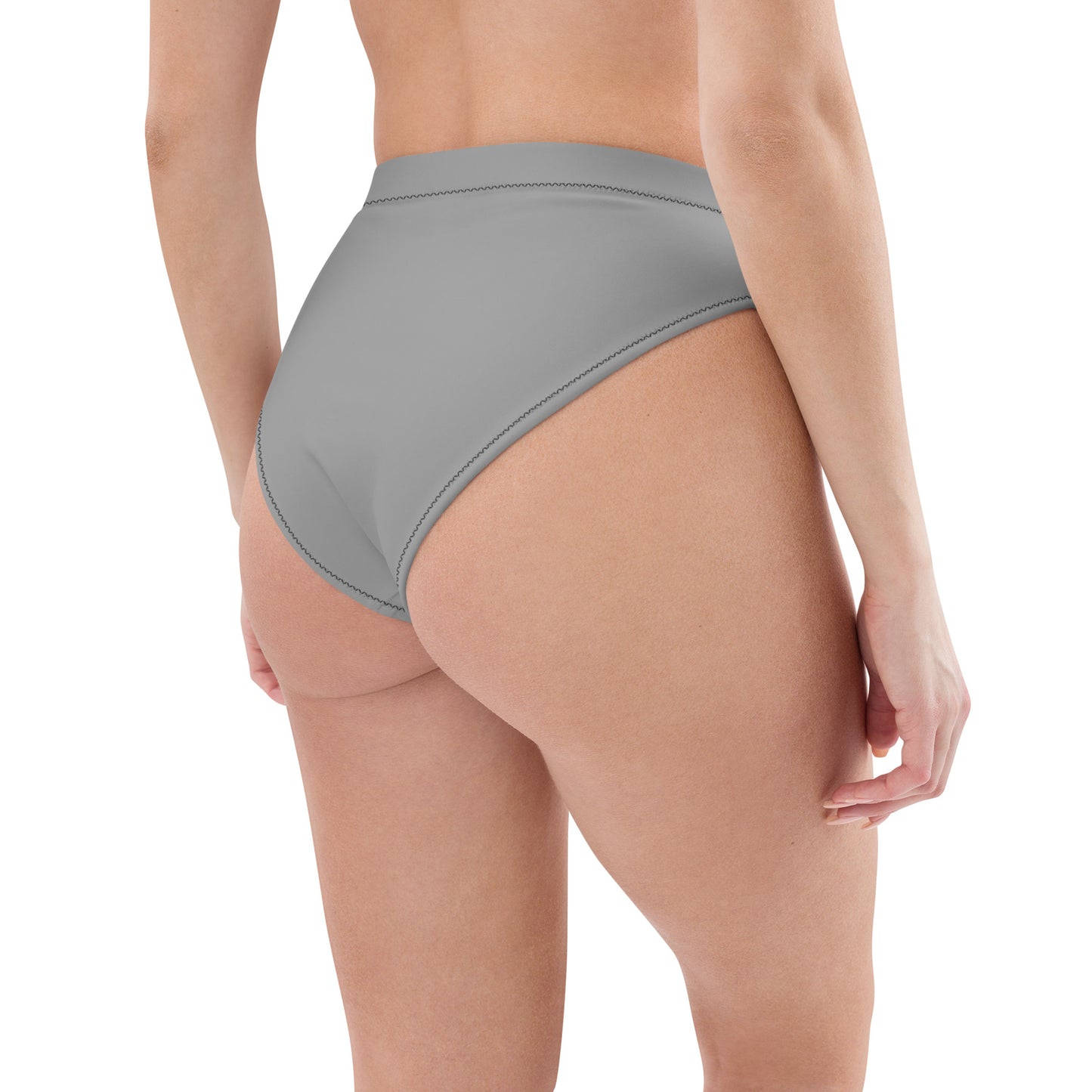 Asexual Solid High-Waisted Athletic Bikini Bottom