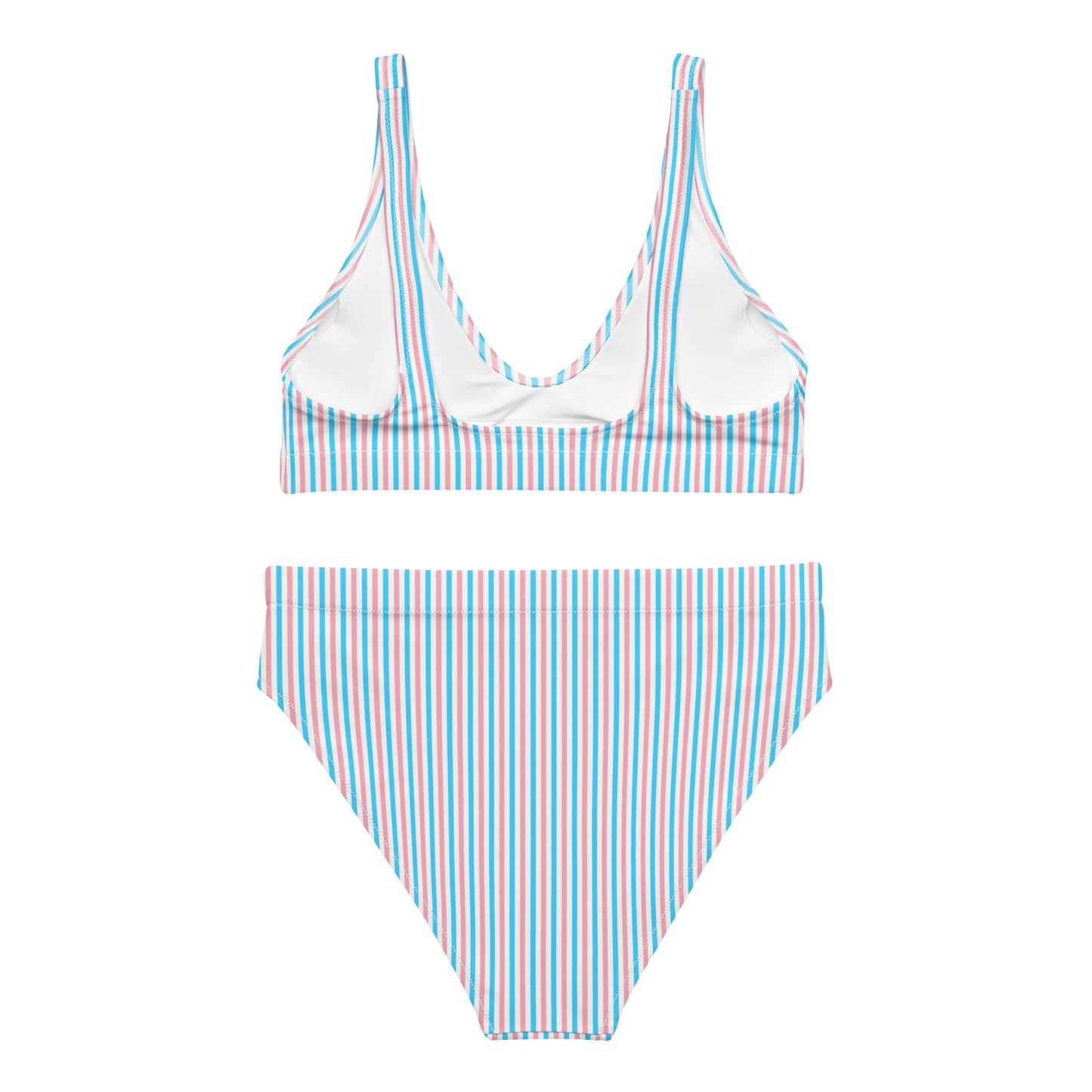 Transgender Striped High-Waisted Athletic Bikini Bottom