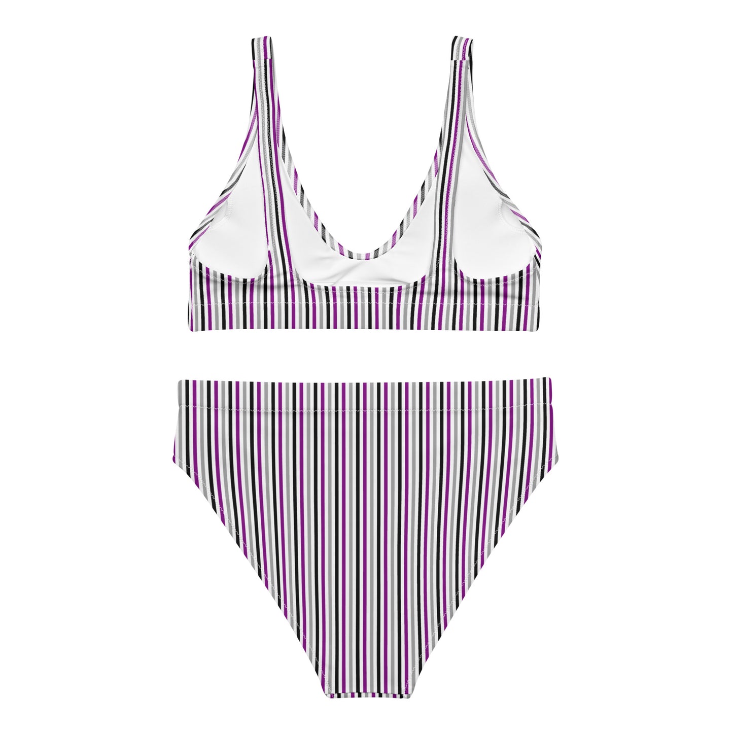 Asexual Striped High-Waisted Athletic Bikini Bottom