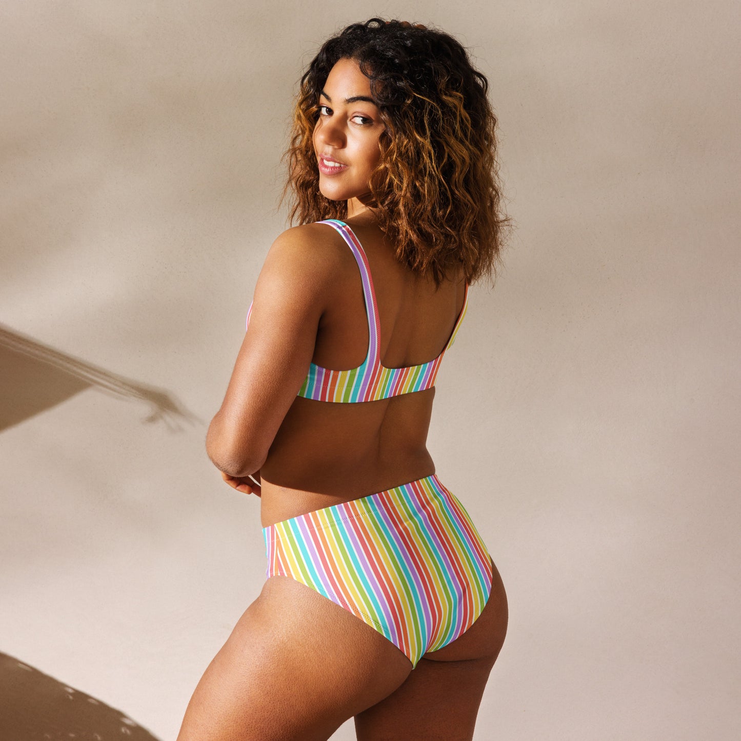 Rainbow Striped Athletic Bikini Bottom