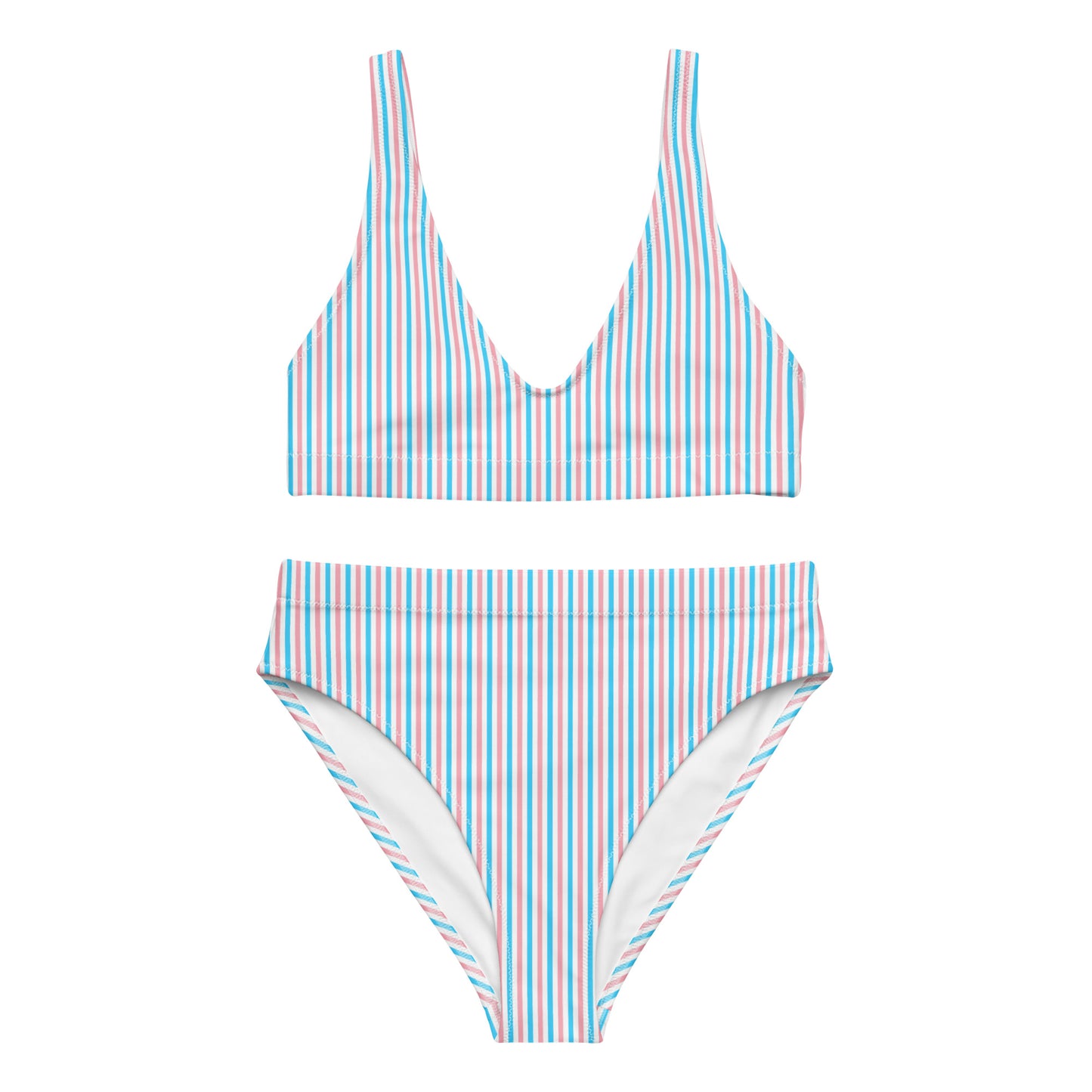 Transgender Striped High-Waisted Athletic Bikini Bottom