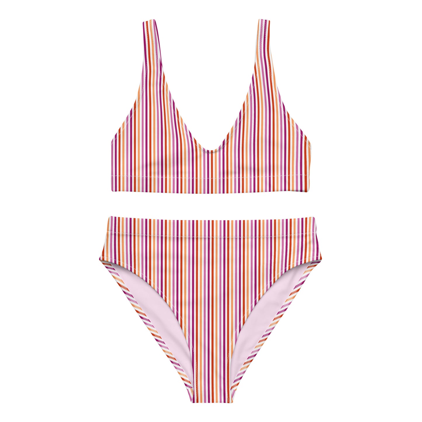 Lesbian Striped High-Waisted Athletic Bikini Bottom