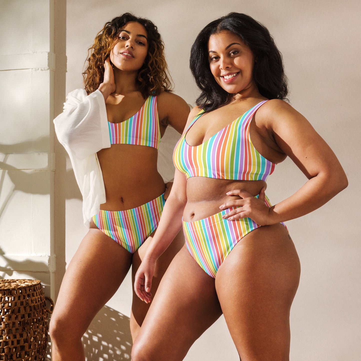 Rainbow Striped Athletic Bikini Bottom