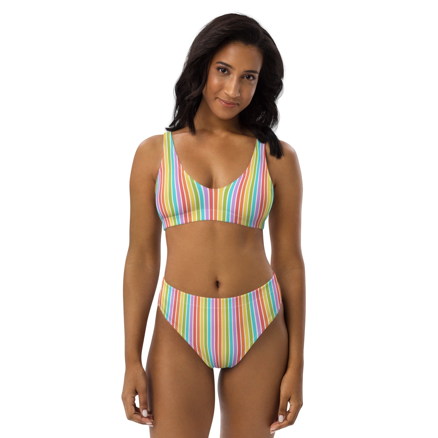 Rainbow Striped Athletic Bikini Bottom