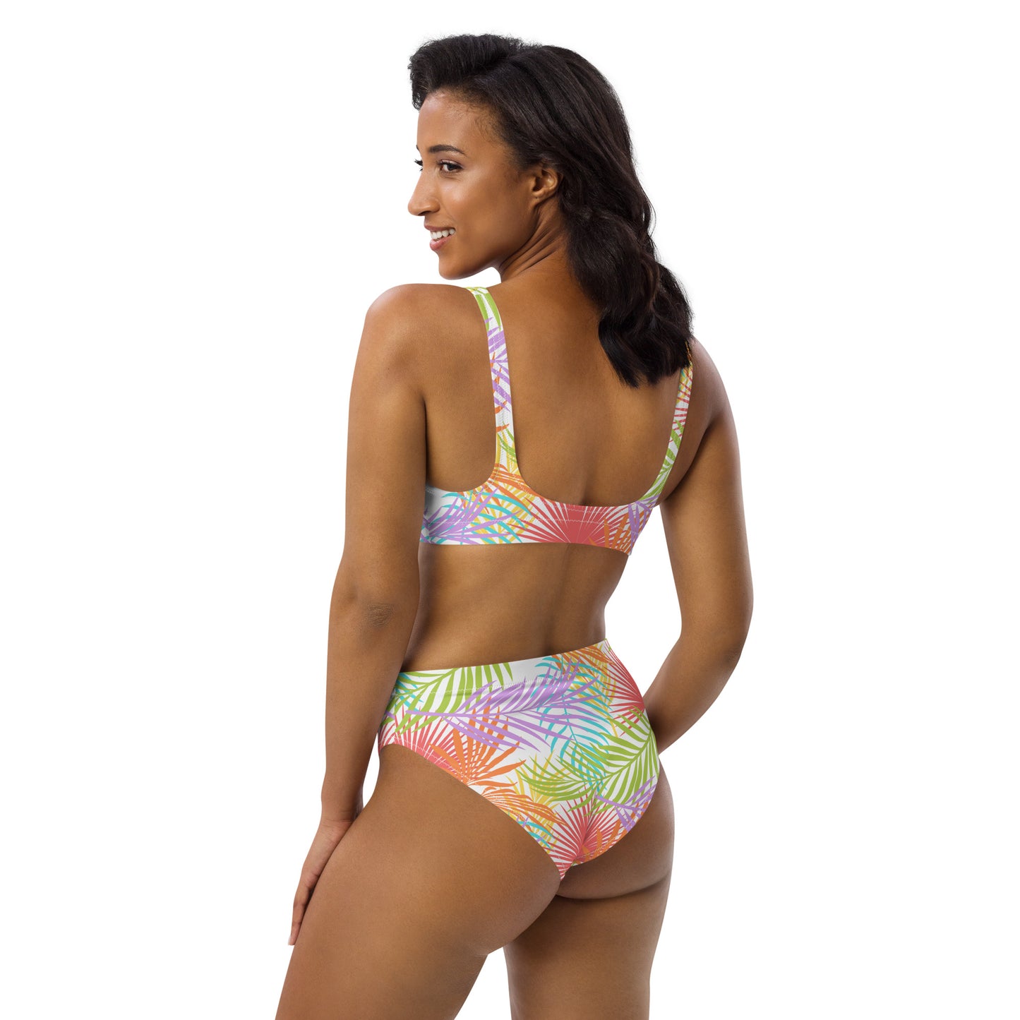 Rainbow Palm Athletic Bikini Top