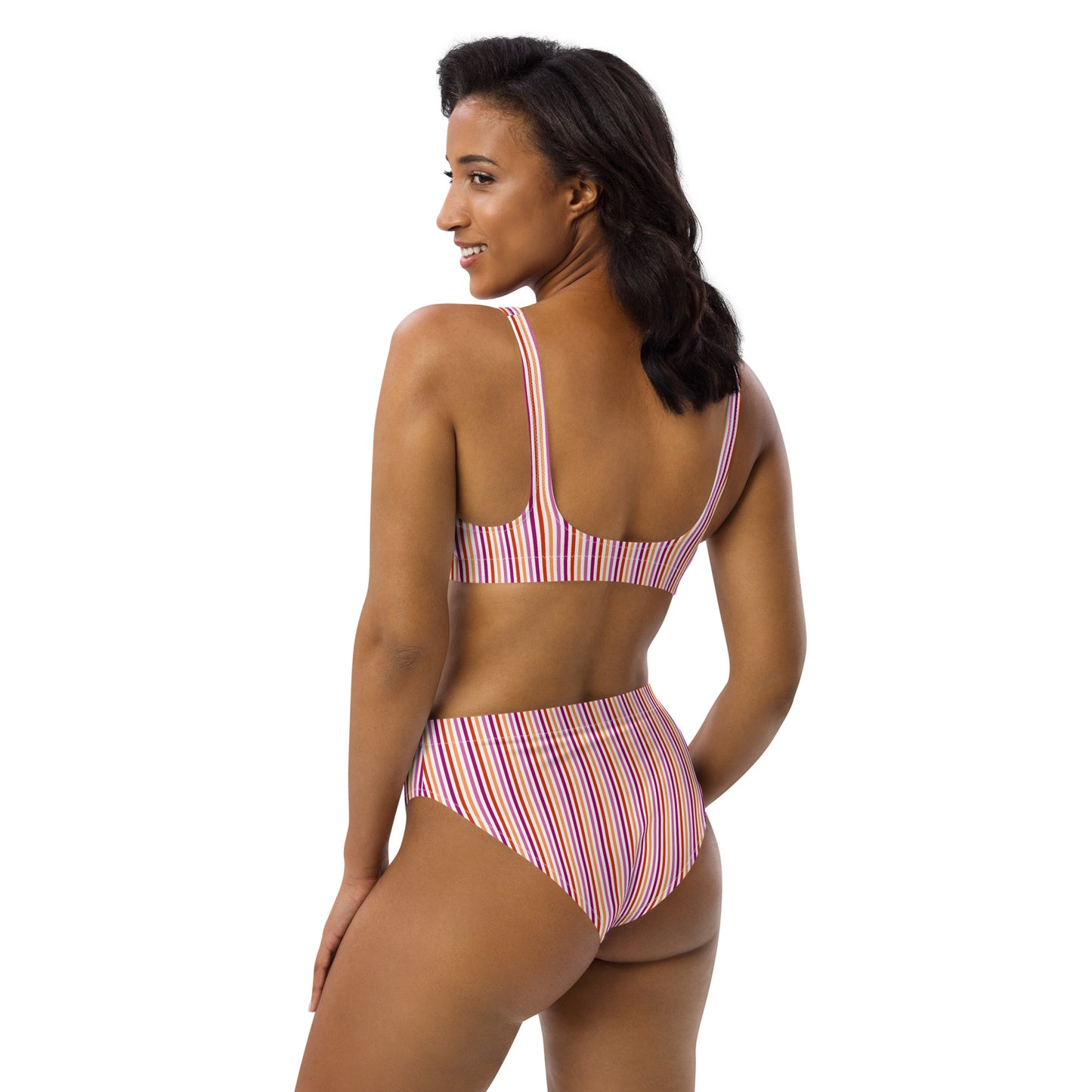 Lesbian Striped High-Waisted Athletic Bikini Bottom