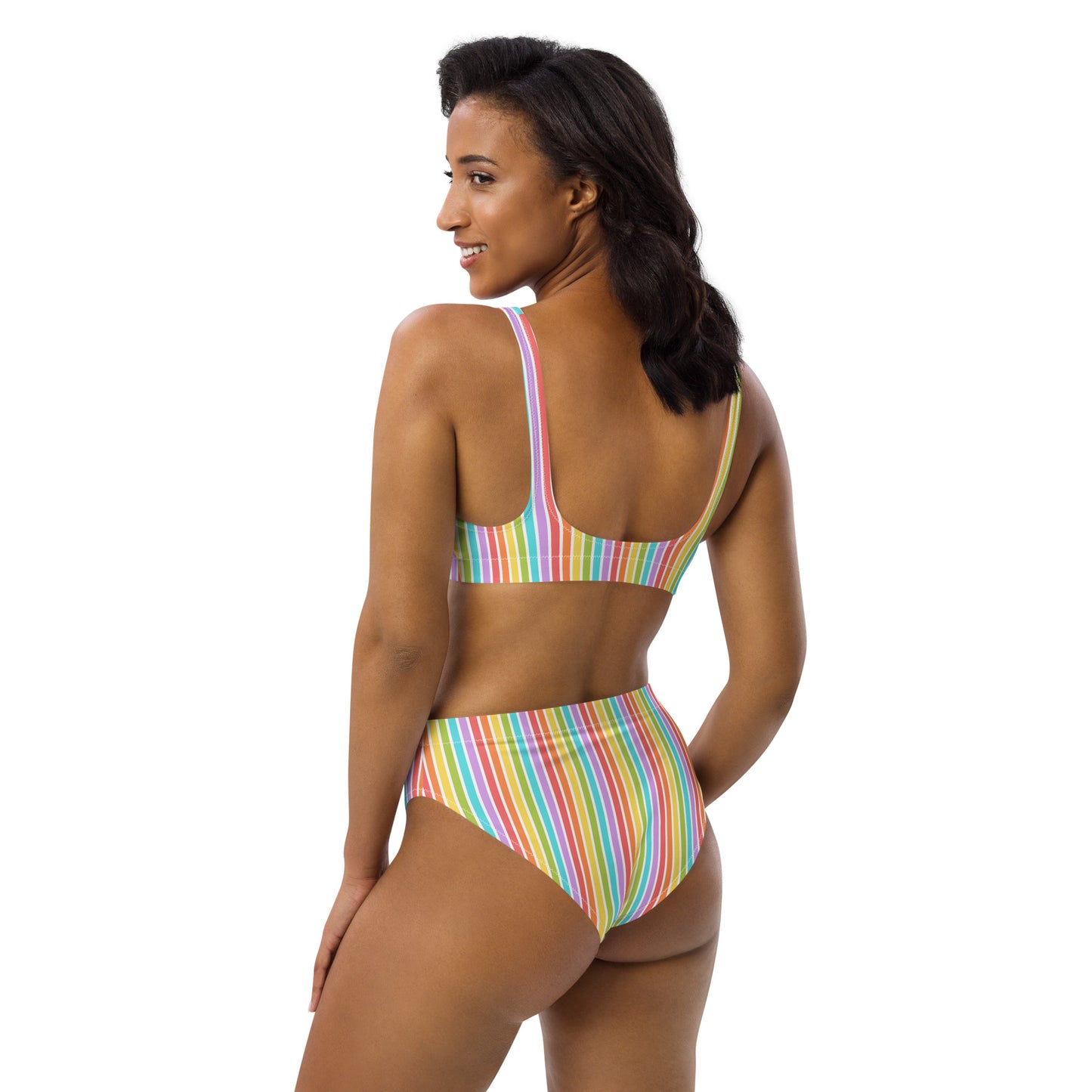 Rainbow Striped Athletic Bikini Bottom