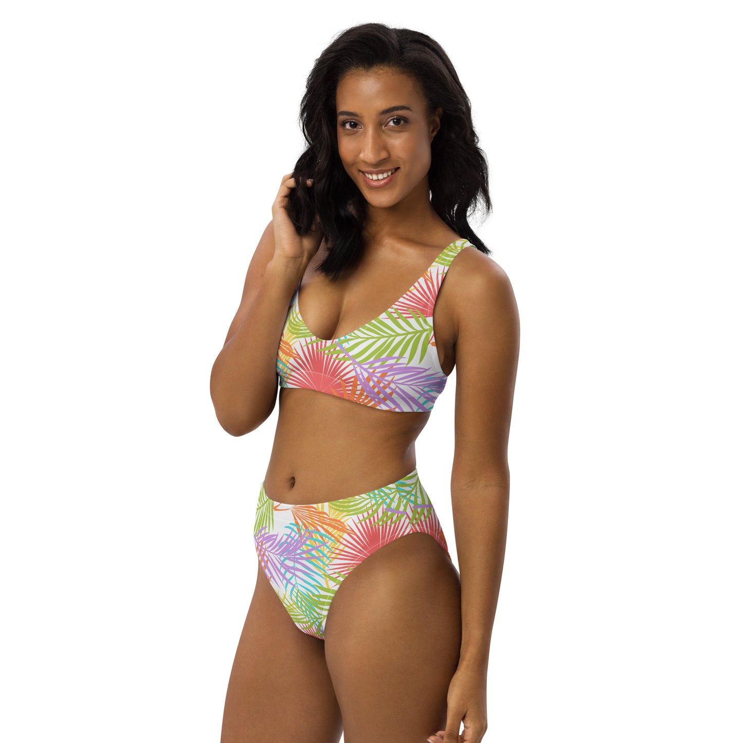 Rainbow Palm Athletic Bikini Top